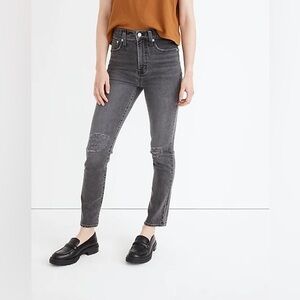 Madewell Women's Perfect Vintage Jeans Bartlett Wash Ripped Knees Grey Petite 27